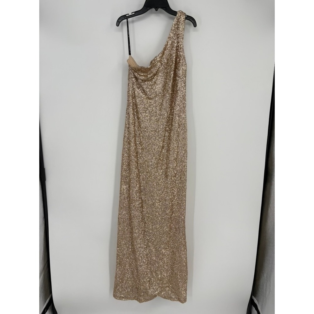 Sorella Vita Dress Womens‎ 16 Gold Sequin One Shoulder Formal Evening Gown Maxi